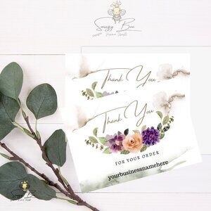 Rustic Watercolor Floral Thank You Card